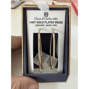 House of Harlow 1960 14KT Gold Plated Brass Hoop Earrings Lead Safe Nickel Free